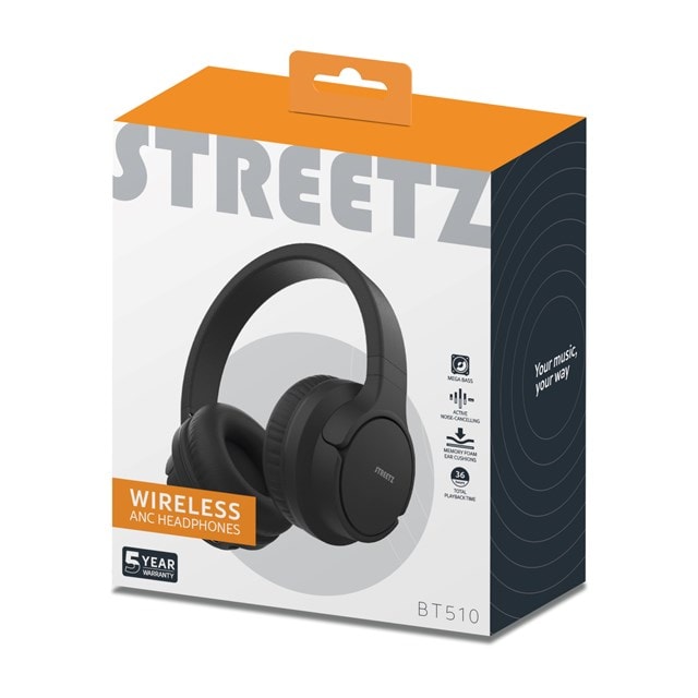 Streetz BT510 Black Active Noise Cancelling Bluetooth Headphones - 7