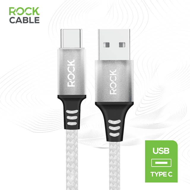 Rock White Braided USB-C Cable 1M - 1