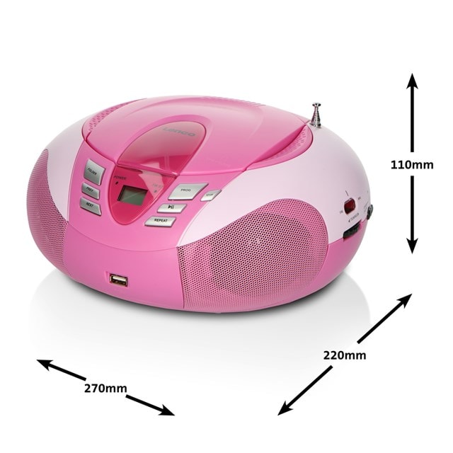 Lenco SCD-37 USB Pink CD Player with FM Radio - 10