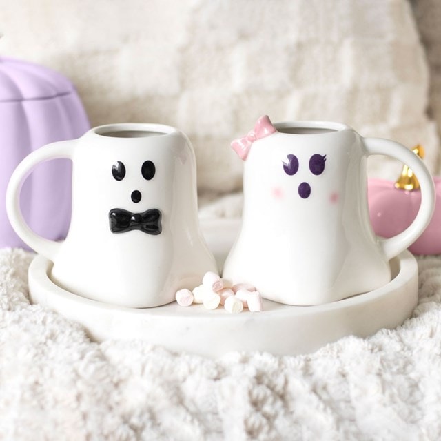 Mr And Mrs Boo Ghost Shaped Mug Set - 3