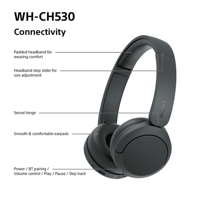Sony WH-CH530 Black Bluetooth Headphones - 9