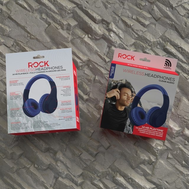 Rock BT On-Ear Navy Blue Bluetooth Headphones - 8