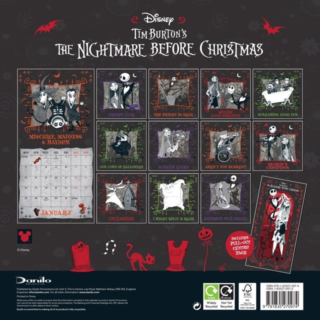 Nightmare Before Christmas 2025 Square Calendar - 2