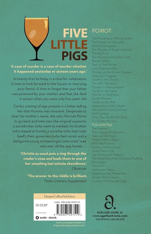 Five Little Pigs (Poirot) Paperback By Agatha Christie - 2