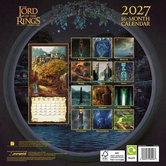 Lord Of The Rings 2027 Square Calendar - 2