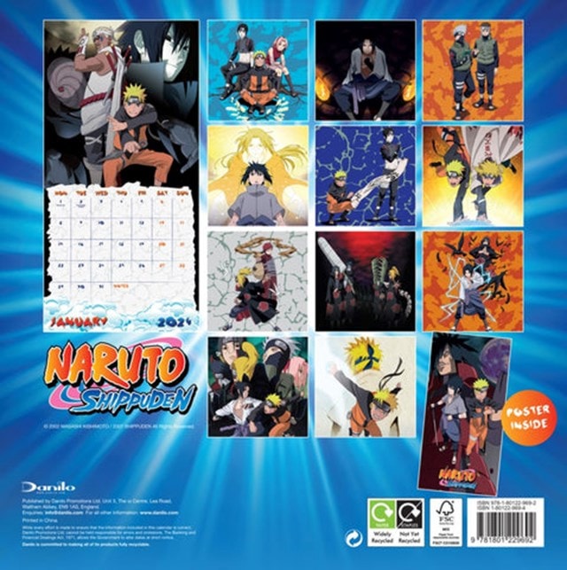 Naruto Shippuden 2024 Square Calendar Calendar Free shipping over £
