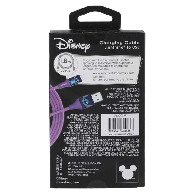 Lilo & Stitch Stitch Face Lightning Cable 2M - 5