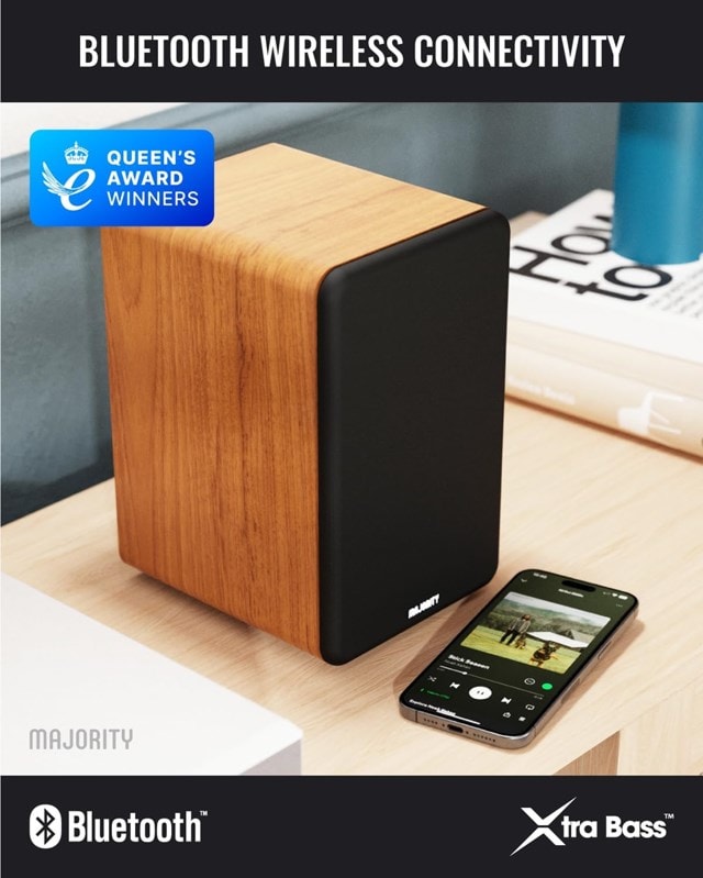 Majority D70X Walnut Bluetooth Bookshelf Speaker - 4