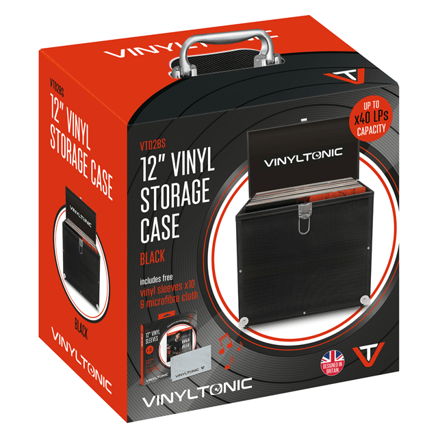 Vinyl Tonic Black LP Storage Case with Cleaning Cloth & Sleeve 10 pack - 2