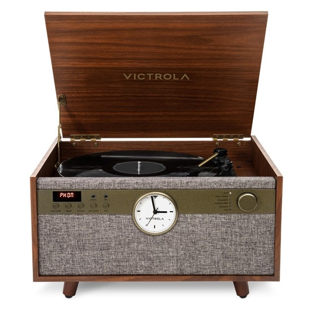 Victrola Century Walnut Bluetooth Turntable with Clock, CD & Cassette - 7