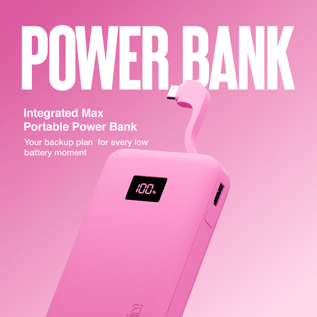 Juice 3 Charges Pink 12000mAh Power Bank with Integrated Cable - 2