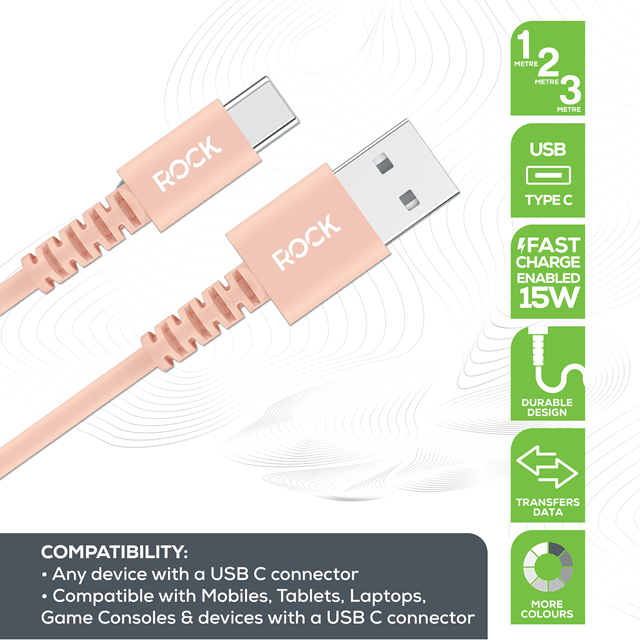 Rock Champagne Gold USB-C Cable 3M - 2