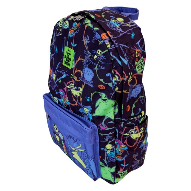 Neon Glow-In-Dark Full-Size Nylon Backpack Nightmare Before Christmas Loungefly - 3