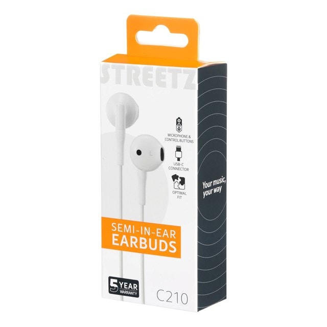 Streetz C210 White USB-C Earphones - 5