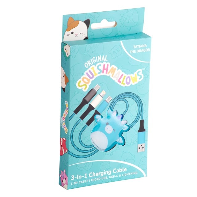 Lazerbuilt Squishmallows Tatiana the Dragon 3-in-1 Cable 1.2M - 6