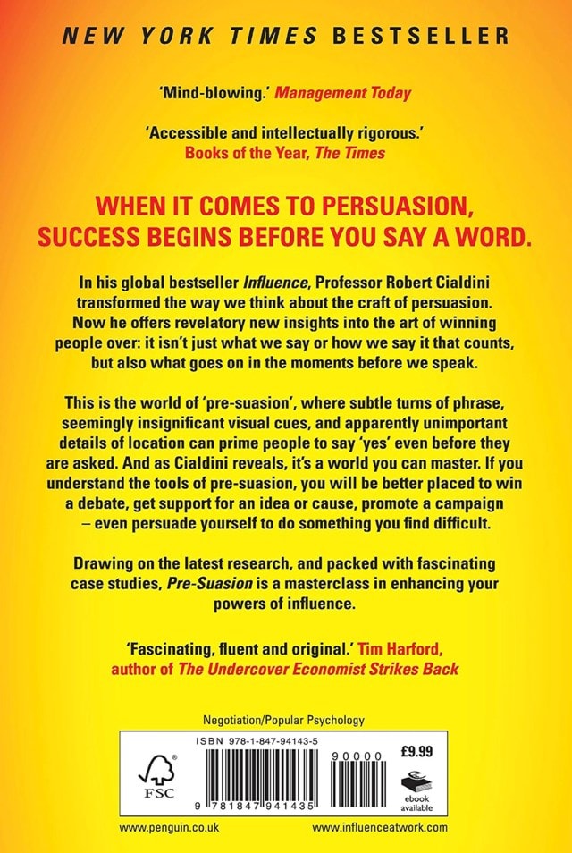 Pre-Suasion Paperback By Robert Cialdini - 2
