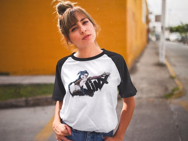 Jinx Core Arcane League Of Legends Black & White Tee (Large) - 2