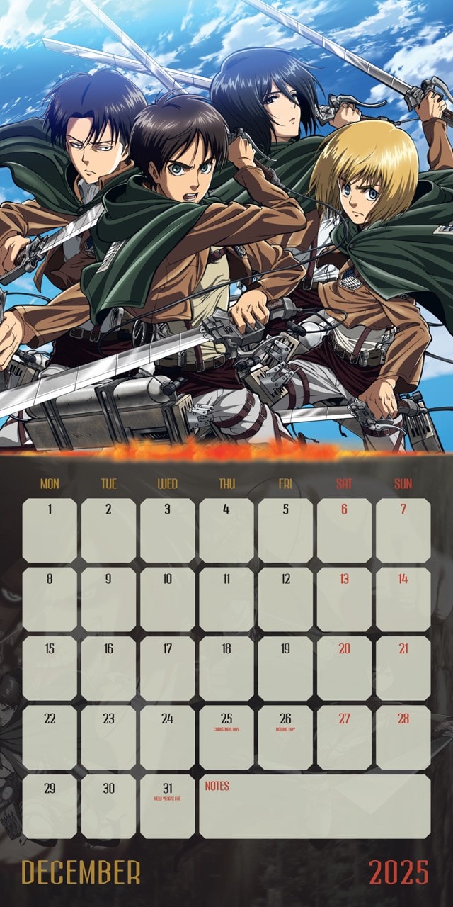 Attack On Titan 2025 Square Calendar Calendar Free shipping over £