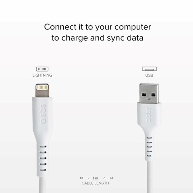 SBS White Lightning Cable 1m - 2