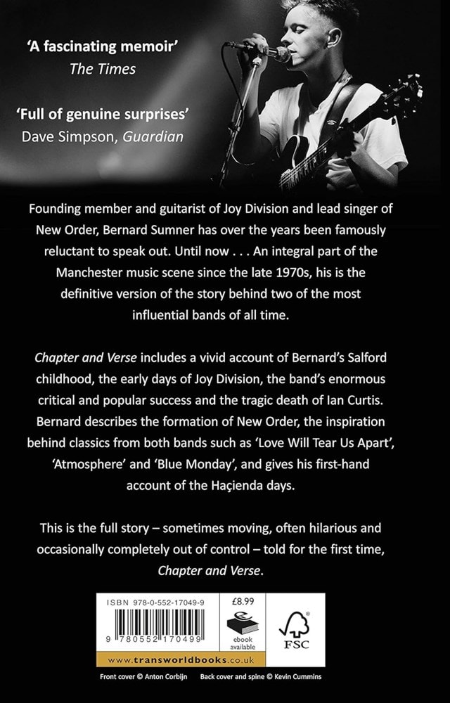 Chapter And Verse Paperback Paperback By Bernard Sumner - 2