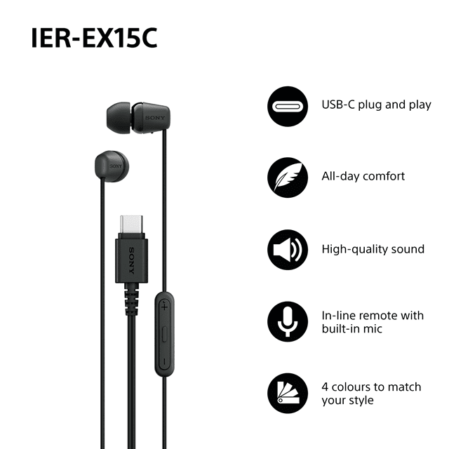 Sony IER-EX15C Black USB-C Earphones - 9