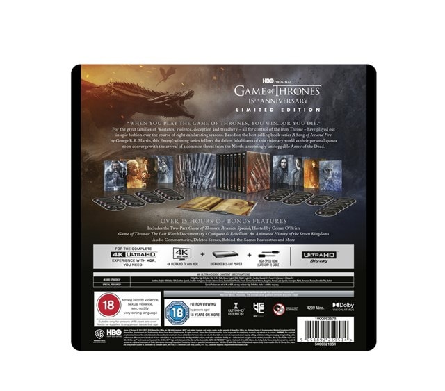 Game of Thrones 15th Anniversary 4K Ultra HD SteelBook Library Case Collection - 4