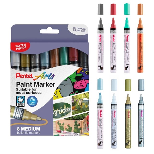 Paint Marker Set of 8 Metallic Medium Marker Pens - 2