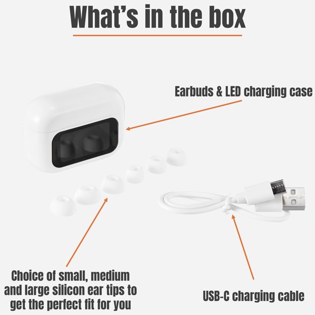 Streetz T600 White Active Noise Cancelling True Wireless Bluetooth Earphones - 8