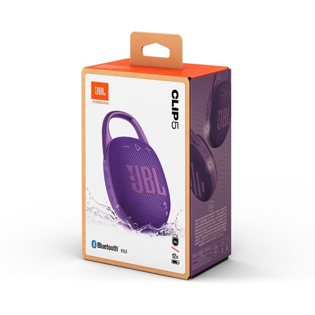 JBL Clip 5 Purple Bluetooth Speaker - 8