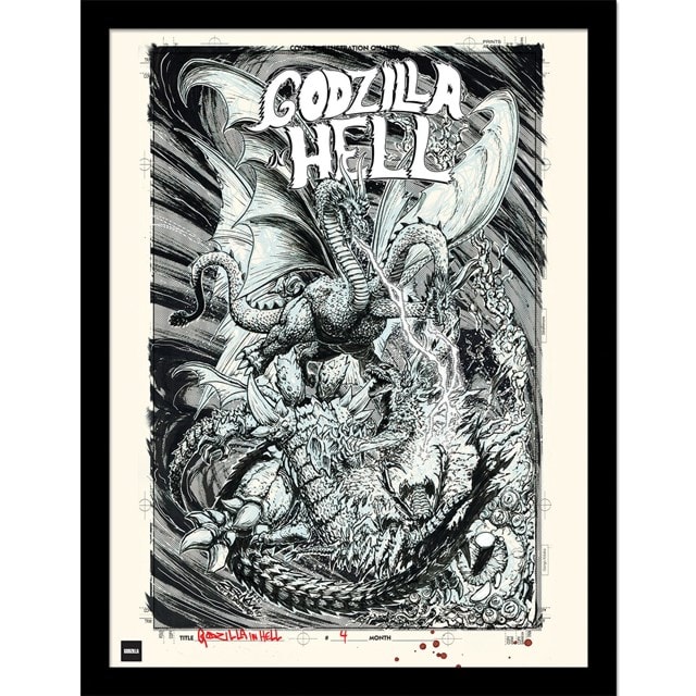 Godzilla In Hell Godzilla Framed 30x40cm Print - 1