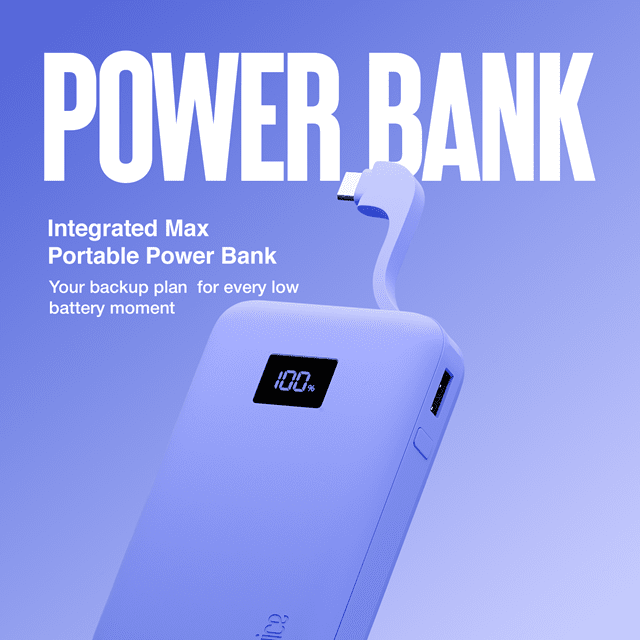 Juice 3 Charges Ultramarine 12000mAh Power Bank with Integrated Cable - 2