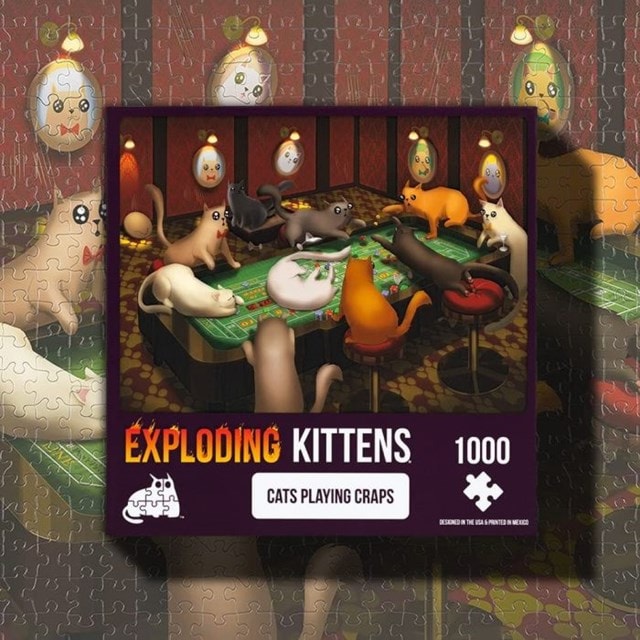 Cats Playing Craps: Exploding Kittens 1000 Piece Jigsaw Puzzle - 3
