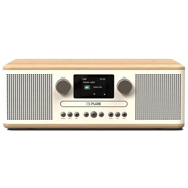 Pure Classic C-D6 Cotton White/Oak Bluetooth CD Player with DAB+/FM Radio - 1