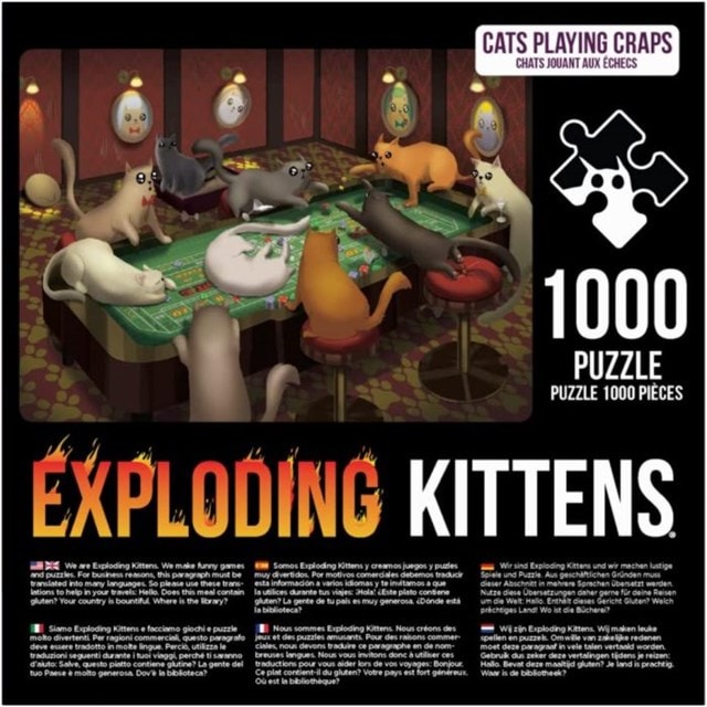 Cats Playing Craps: Exploding Kittens 1000 Piece Jigsaw Puzzle - 2