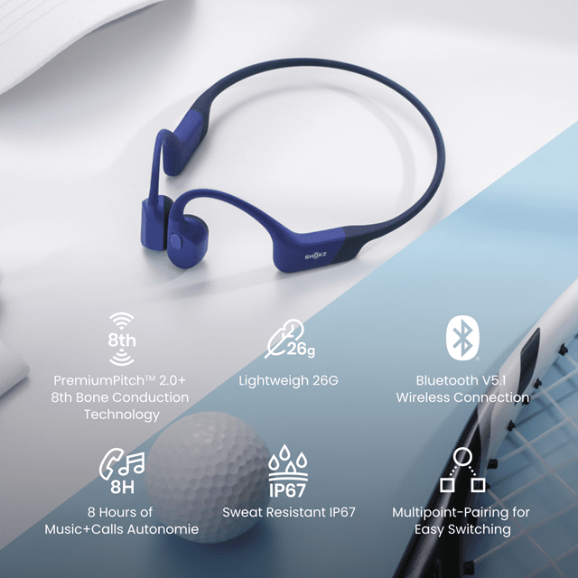 Shokz OpenRun Mini Blue Open Ear Bluetooth Earphones - 8