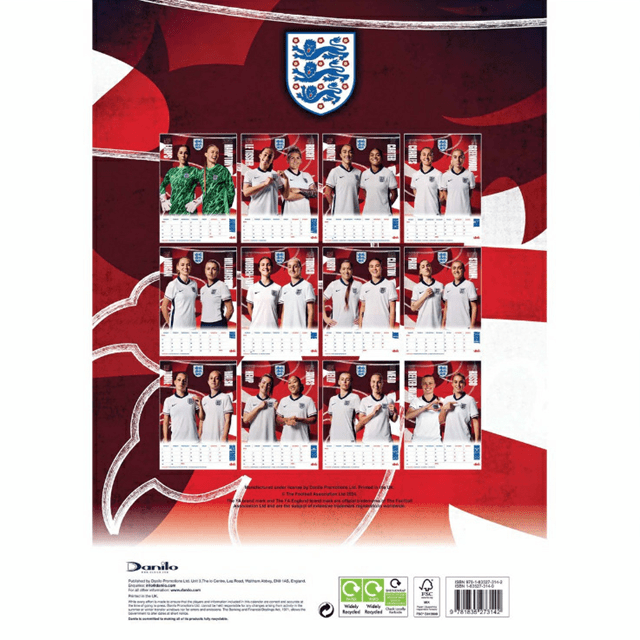 England Women Football 2025 Calendar A3 - 3