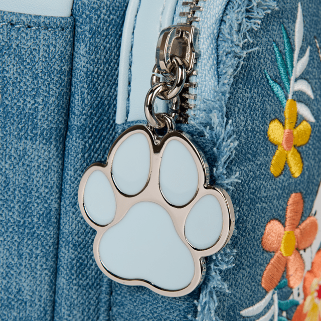 Disney Dogs & Cats Faux Denim Fringe Loungefly Mini Backpack - 2