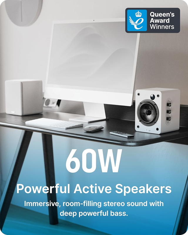 Majority D50X White Bluetooth Bookshelf Speakers - 2