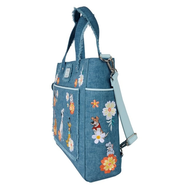Disney Dogs & Cats Faux Denim Convertible Loungefly Tote Bag With Coin Bag - 2