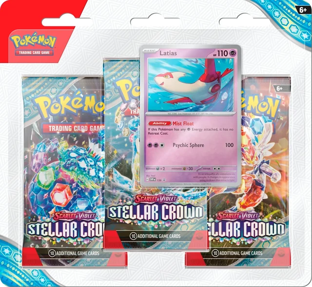 Scarlet & Violet 7 Stellar Crown 3 Pack Booster Pokemon Trading Cards - 1