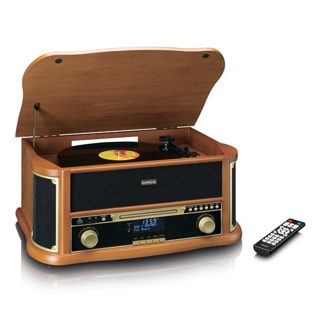Lenco TCD-2571WD Wood Bluetooth Turntable with DAB+/FM radio, CD & Cassette - 9
