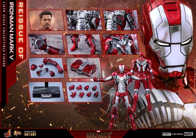 1:6 Iron Man Mark V - Mms Diecast Hot Toys Figurine - 6