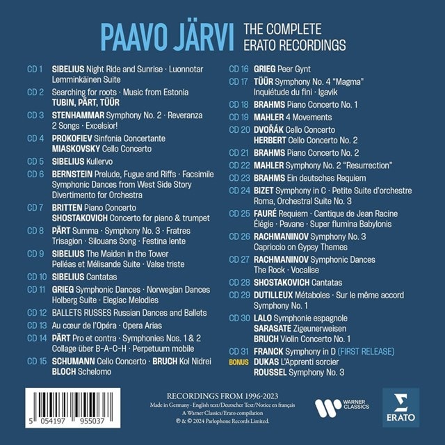 Paavo Jarvi: The Complete Erato Recordings - 3