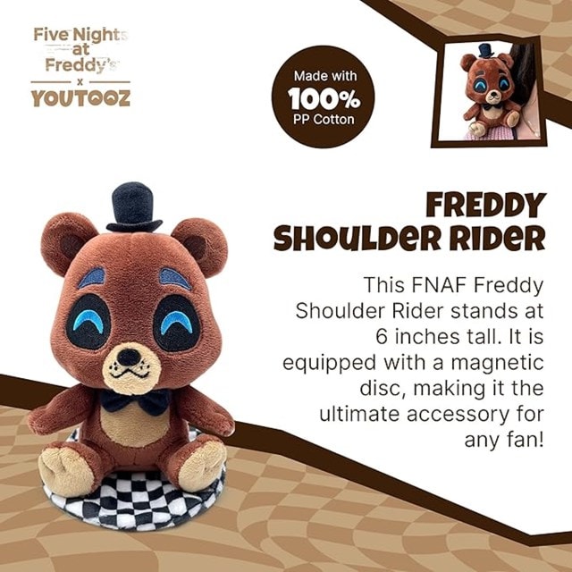 6" Freddy Five Nights At Freddy's FNAF Shoulder Rider Youtooz Plush - 3
