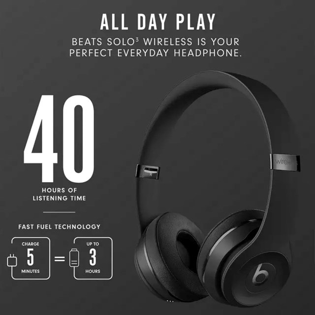 Beats By Dr Dre  Solo 3 Wireless Black Bluetooth Headphones - 5