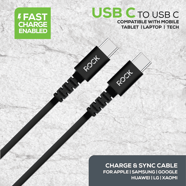 Rock Black USB-C to USB-C Cable 3M - 3