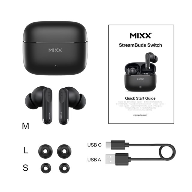 Mixx Audio StreamBuds Switch S7 Black True Wireless Bluetooth Earphones - 4