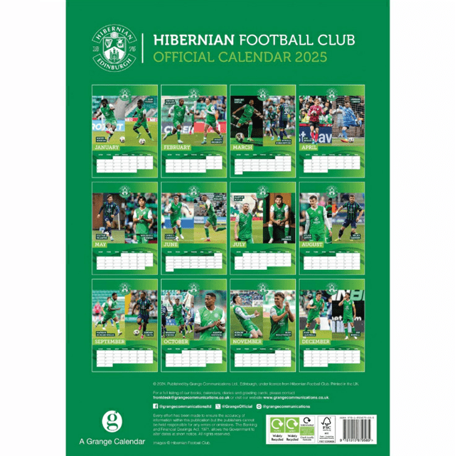 Hibernian FC 2025 Calendar A3 - 3