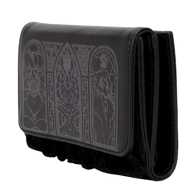 Disney Villains Black Velvet Loungefly Tri-Fold Wallet - 2