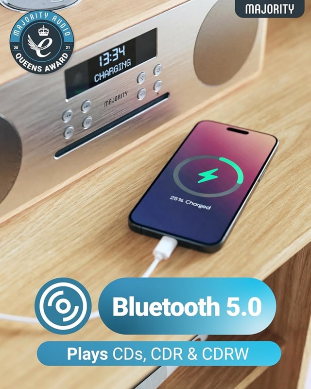 Majority Oakington Oak Bluetooth HiFi System - 4